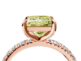 Rose gold Fancy Yellow Princess Cut Diamond Pavé Solitaire Ring with Round Band and Prong Setting_16