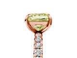 Rose gold Fancy Yellow Princess Cut Diamond Pavé Solitaire Ring with Round Band and Prong Setting_17