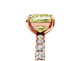 Rose gold Fancy Yellow Princess Cut Diamond Pavé Solitaire Ring with Round Band and Prong Setting_29