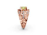 Rose gold Fancy Yellow Princess Cut Diamond Pave Art Deco Split Shank Ring with Four-Prong Setting_2
