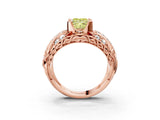 Rose gold Fancy Yellow Princess Cut Diamond Pave Art Deco Split Shank Ring with Four-Prong Setting_3