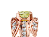Rose gold Fancy Yellow Princess Cut Diamond Pave Art Deco Split Shank Ring with Four-Prong Setting_5