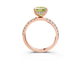 Rose gold Fancy Yellow Princess Cut Diamond Pave Band Solitaire Ring with Four-Prong Setting_21