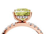 Rose gold Fancy Yellow Princess Cut Diamond Pave Band Solitaire Ring with Four-Prong Setting_22