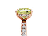 Rose gold Fancy Yellow Princess Cut Diamond Pave Band Solitaire Ring with Four-Prong Setting_23