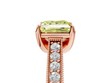 Rose gold Fancy Yellow Princess  Cut Diamond Pave Band with Four-Prong Setting_5