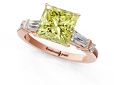 Rose gold Fancy Yellow Princess  Cut Diamond Ring with Baguette Side Stones, Channel Set Band, and Four-Prong Setting_1