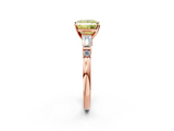 Rose gold Fancy Yellow Princess  Cut Diamond Ring with Baguette Side Stones, Channel Set Band, and Four-Prong Setting_2