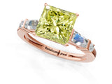 Rose gold Fancy Yellow Princess  Cut Diamond Ring with Baguette Side Stones, Channel Set Band, and Four-Prong Setting_25