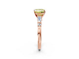 Rose gold Fancy Yellow Princess  Cut Diamond Ring with Baguette Side Stones, Channel Set Band, and Four-Prong Setting_26