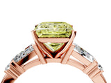 Rose gold Fancy Yellow Princess  Cut Diamond Ring with Baguette Side Stones, Channel Set Band, and Four-Prong Setting_28