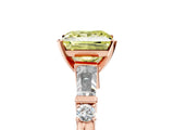 Rose gold Fancy Yellow Princess  Cut Diamond Ring with Baguette Side Stones, Channel Set Band, and Four-Prong Setting_29