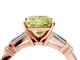Rose gold Fancy Yellow Princess  Cut Diamond Ring with Baguette Side Stones, Channel Set Band, and Four-Prong Setting_4