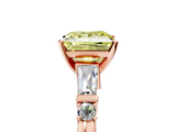 Rose gold Fancy Yellow Princess  Cut Diamond Ring with Baguette Side Stones, Channel Set Band, and Four-Prong Setting_5