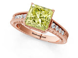 Rose gold Fancy Yellow Princess Cut Diamond Ring with Milgrain Pavé Band and Four-Prong Setting_21