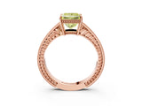 Rose gold Fancy Yellow Princess Cut Diamond Ring with Milgrain Pavé Band and Four-Prong Setting_23