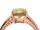 Rose gold Fancy Yellow Princess Cut Diamond Ring with Milgrain Pavé Band and Four-Prong Setting_24