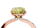 Rose gold Fancy Yellow Princess  Cut Diamond Ring with Pavé Band and Four-Prong Setting_4