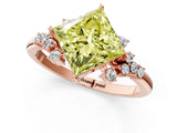 Rose gold Fancy Yellow Princess Cut Diamond Ring with Side Stones and Four-Prong Setting_42