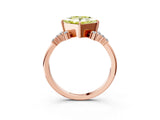 Rose gold Fancy Yellow Princess Cut Diamond Ring with Side Stones and Four-Prong Setting_44