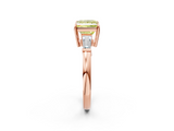 Rose gold Fancy Yellow Princess  Cut Diamond Ring with Tapered Baguette Side Stones in Four-Prong Setting_2