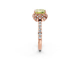 Rose gold Fancy Yellow Princess Cut Diamond Scalloped Halo Engagement Ring with Round Shared Prong Band_14
