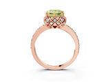Rose gold Fancy Yellow Princess Cut Diamond Scalloped Halo Engagement Ring with Round Shared Prong Band_15