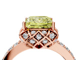 Rose gold Fancy Yellow Princess Cut Diamond Scalloped Halo Engagement Ring with Round Shared Prong Band_16