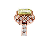 Rose gold Fancy Yellow Princess Cut Diamond Scalloped Halo Engagement Ring with Round Shared Prong Band_17