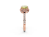 Rose gold Fancy Yellow Princess Cut Diamond Scalloped Halo Engagement Ring with Round Shared Prong Band_26