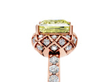 Rose gold Fancy Yellow Princess Cut Diamond Scalloped Halo Engagement Ring with Round Shared Prong Band_29