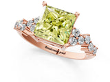 Rose gold Fancy Yellow Princess Cut Diamond Scattered Round Accent Ring with Prong Setting_13