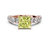 Rose gold Fancy Yellow Princess Cut Diamond Side Stone Engagement Ring with Four-Prong Setting_48