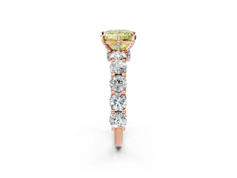 Rose gold Fancy Yellow Princess Cut Diamond Side Stone Engagement Ring with Four-Prong Setting_50