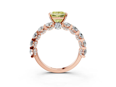 Rose gold Fancy Yellow Princess Cut Diamond Side Stone Engagement Ring with Four-Prong Setting_51