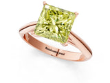 Rose gold Fancy Yellow Princess Cut Diamond Solitaire Engagement Ring with Cathedral Setting and Four-Prong Mount_18