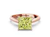 Rose gold Fancy Yellow Princess Cut Diamond Solitaire Engagement Ring with Cathedral Setting and Four-Prong Mount_72