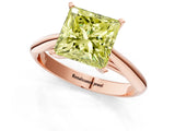Rose gold Fancy Yellow Princess Cut Diamond Solitaire Engagement Ring with Cathedral Setting and Four-Prong Mount_73