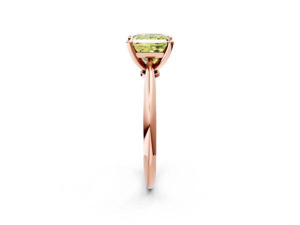 Rose gold Fancy Yellow Princess Cut Diamond Solitaire Engagement Ring with Classic Band and Four-Prong Setting