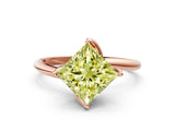 Rose gold Fancy Yellow Princess Cut Diamond Solitaire Engagement Ring with Four-Prong Setting and Classic Band_20