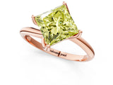 Rose gold Fancy Yellow Princess Cut Diamond Solitaire Engagement Ring with Four-Prong Setting and Classic Band_21