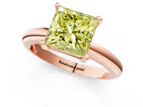 Rose gold Fancy Yellow Princess Cut Diamond Solitaire Engagement Ring with Round Band and Four-Prong Setting_90