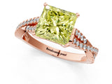 Rose gold Fancy Yellow Princess Cut Diamond Solitaire Engagement Ring with Twisted Pavé Band and Four-Prong Setting_33