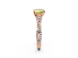 Rose gold Fancy Yellow Princess Cut Diamond Solitaire Engagement Ring with Twisted Pavé Band and Four-Prong Setting_34
