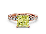 Rose gold Fancy Yellow Princess Cut Diamond Solitaire Pavé Engagement Ring with Round Band and Prong Setting_72