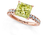 Rose gold Fancy Yellow Princess Cut Diamond Solitaire Pavé Engagement Ring with Round Band and Prong Setting_73