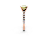 Rose gold Fancy Yellow Princess Cut Diamond Solitaire Pavé Engagement Ring with Round Band and Prong Setting_74