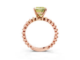 Rose gold Fancy Yellow Princess Cut Diamond Solitaire Ring with Beaded Band and Prong Setting_26