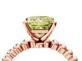 Rose gold Fancy Yellow Princess Cut Diamond Solitaire Ring with Beaded Band and Prong Setting_27