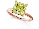Rose gold Fancy Yellow Princess Cut Diamond Solitaire Ring with Classic Band and Four-Prong Setting_1